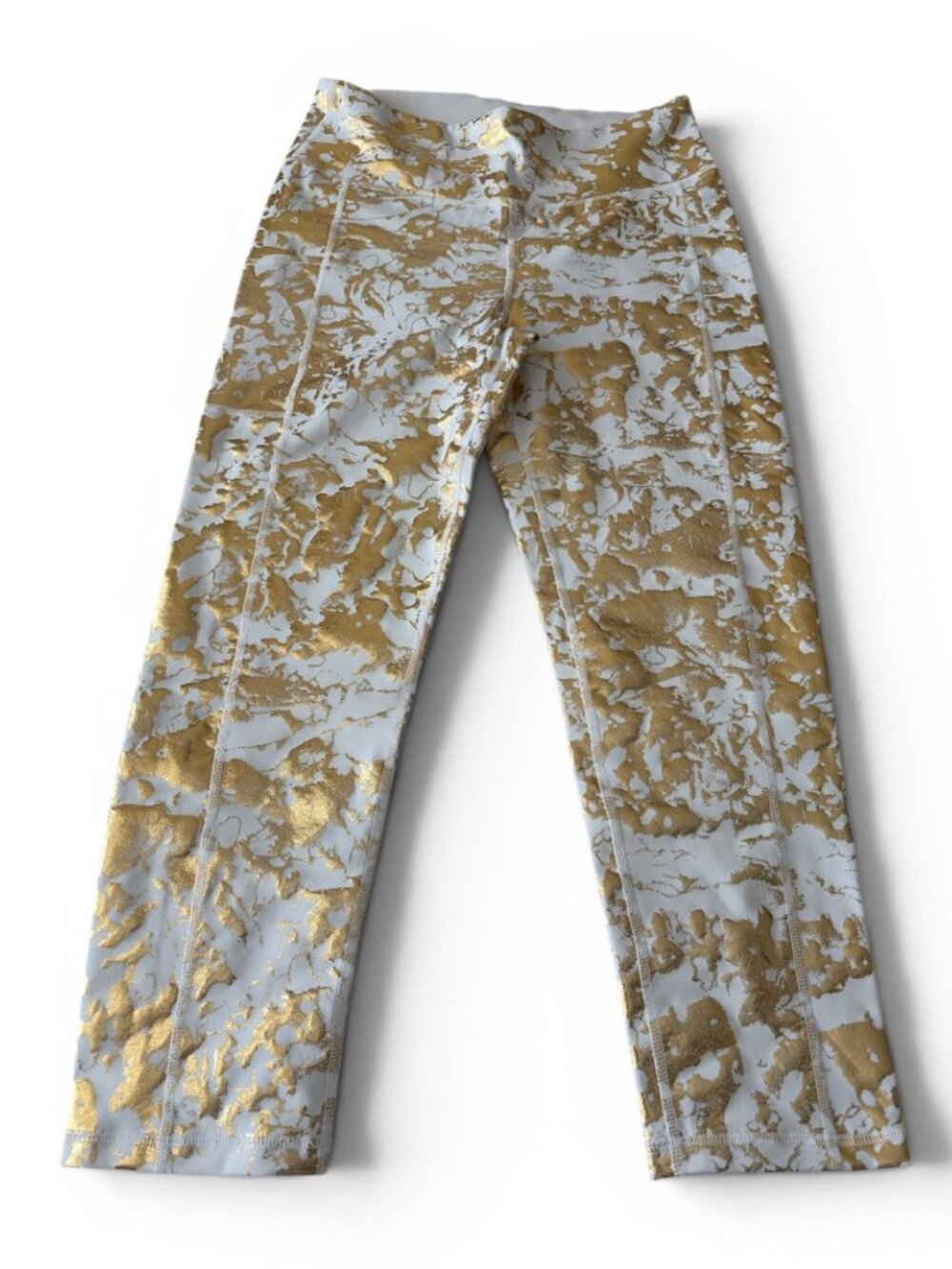NWT Lilly Pulitzer Luxletic High Rise Legging in Gold Shoreline Foil-LARGE
